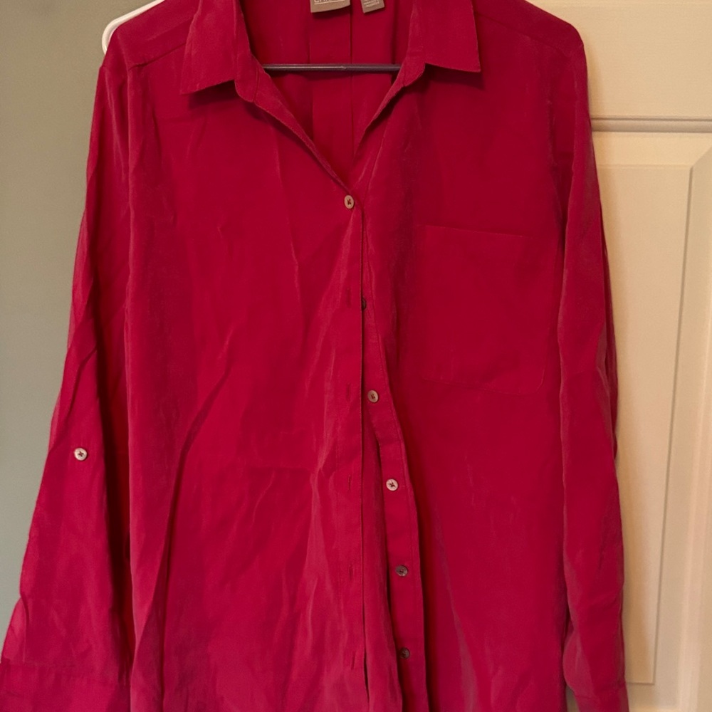 Chico's Button-Down Shirt in Deep Pink